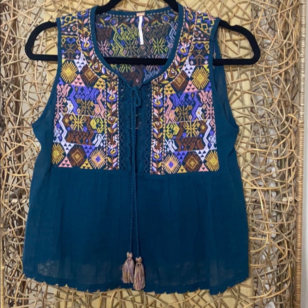 Free people Lohri turquoise top